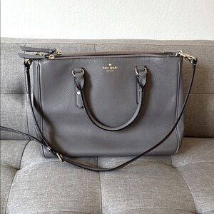 Kate Spade Large Gray Satchel with Structured Design